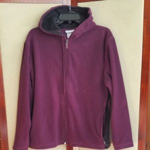 Reebok Fleece Hoodie Jacket Maroon Black Size L